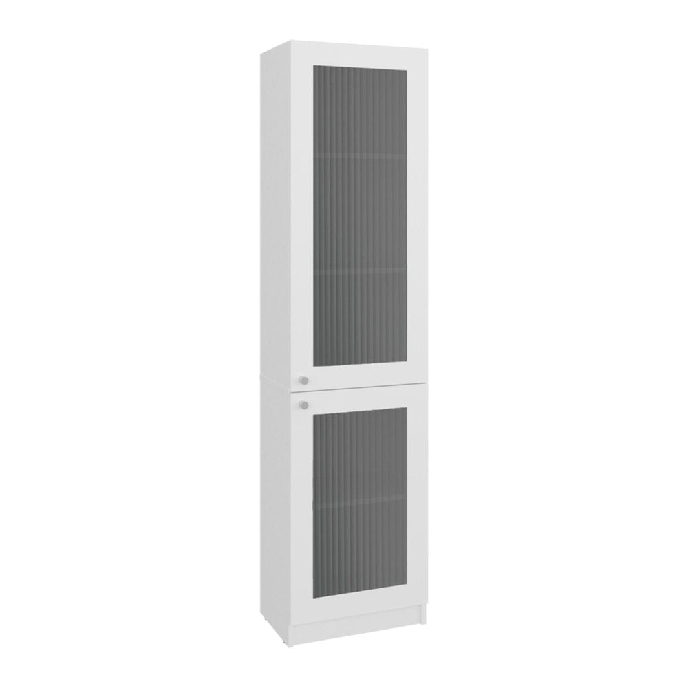 71" White Wood One Tier Bookcase with One Door