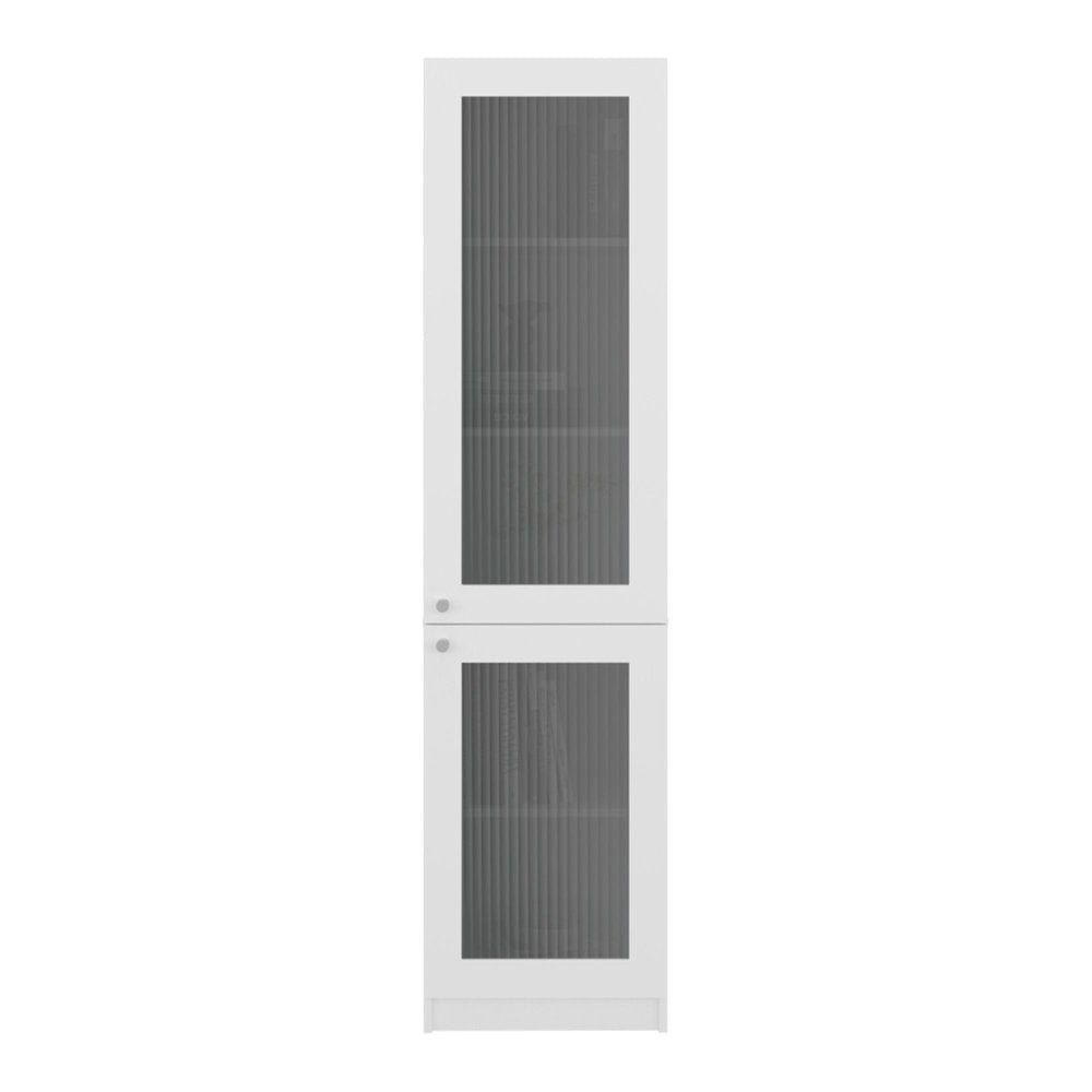 71" White Wood One Tier Bookcase with One Door