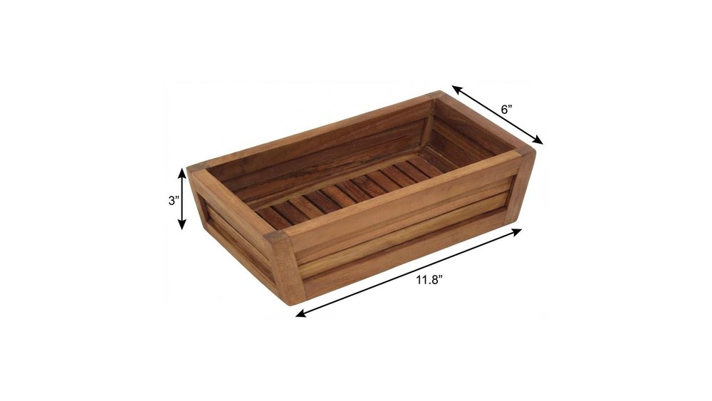 12" Brown Solid Wood Organizing Box