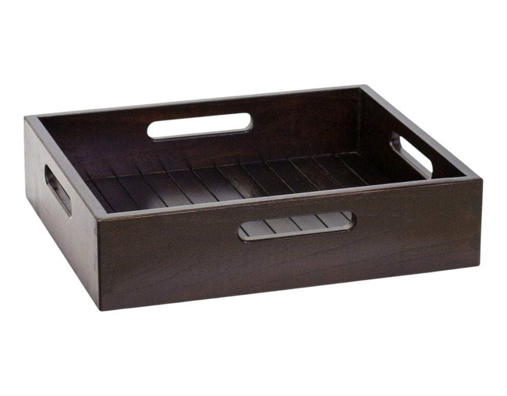 16" Black Solid Wood Organizing Box