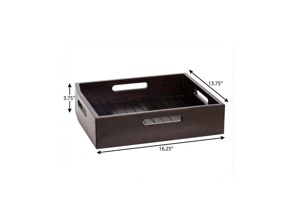 16" Black Solid Wood Organizing Box