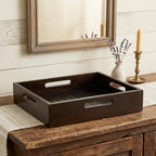 16" Black Solid Wood Organizing Box