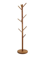 67" Brown Solid Wood Ten Hook Freestanding Coat Rack