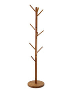 67" Brown Solid Wood Ten Hook Freestanding Coat Rack