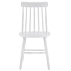 Set of Two White Solid Wood Windsor Back Dining Side Chairs