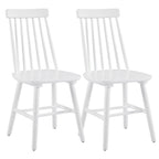Set of Two White Solid Wood Windsor Back Dining Side Chairs