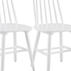 Set of Two White Solid Wood Windsor Back Dining Side Chairs