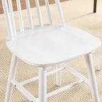 Set of Two White Solid Wood Windsor Back Dining Side Chairs