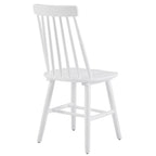 Set of Two White Solid Wood Windsor Back Dining Side Chairs