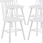 Set of Four White Solid Wood Windsor Back Dining Side Chairs