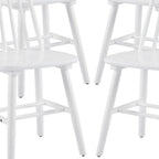 Set of Four White Solid Wood Windsor Back Dining Side Chairs