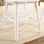 Set of Four White Solid Wood Windsor Back Dining Side Chairs