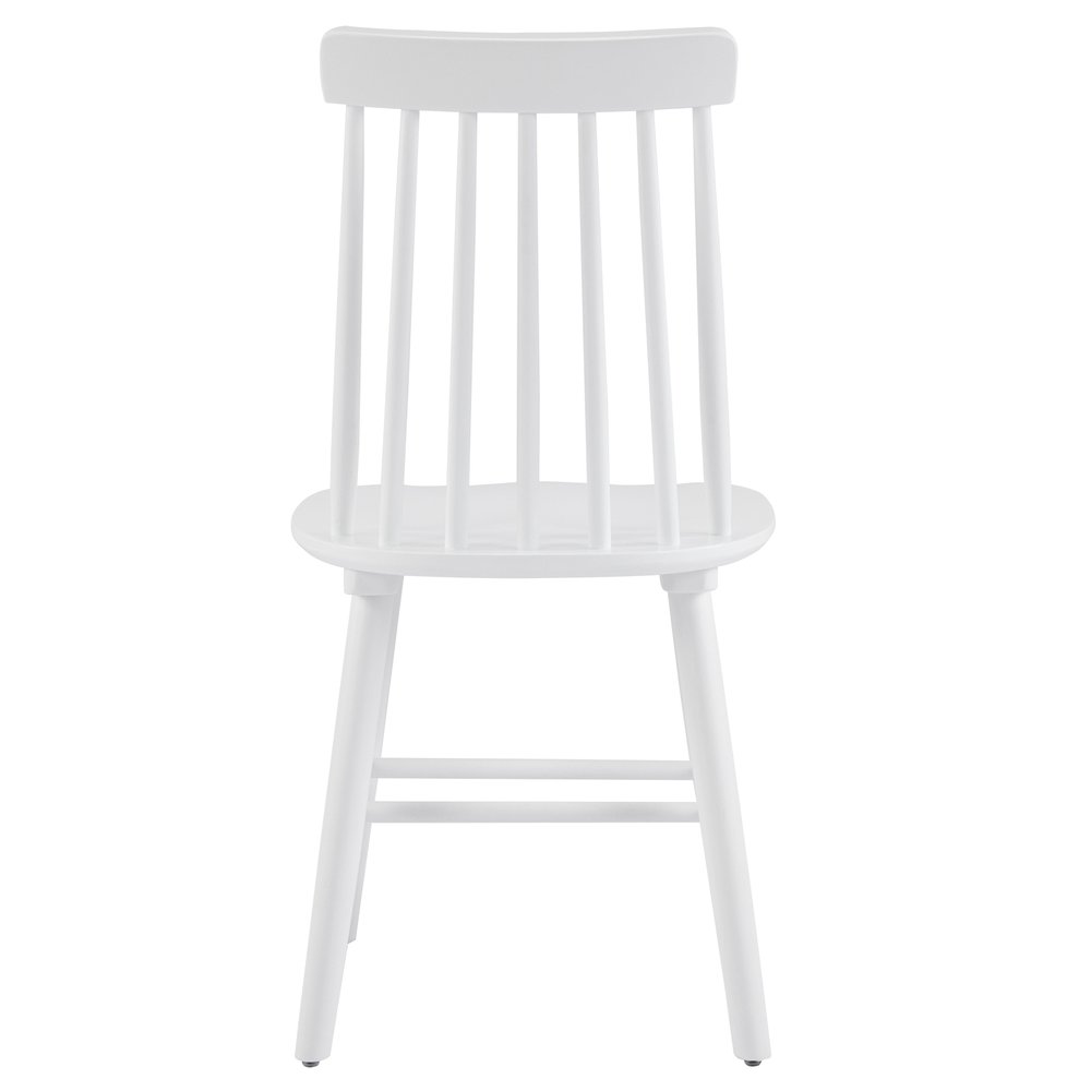 Set of Four White Solid Wood Windsor Back Dining Side Chairs