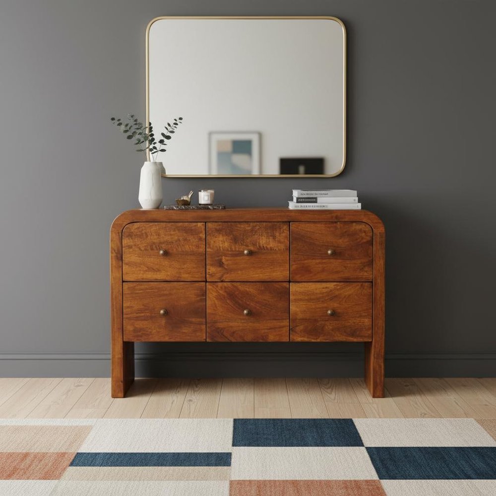43" Brown Solid Wood Sideboard