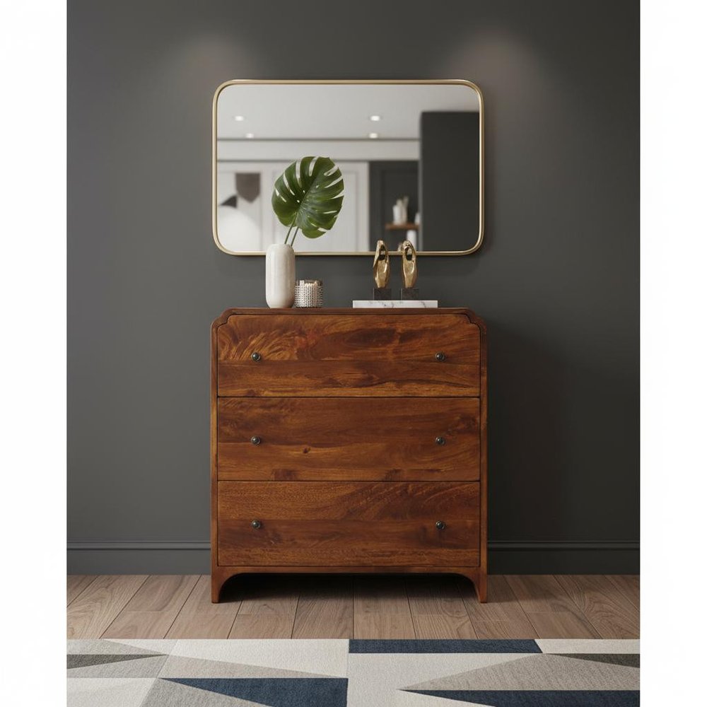 28" Brown Solid Wood Sideboard