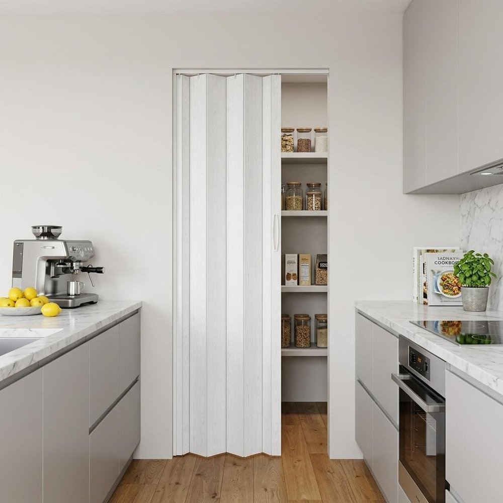 80" X 36" White PVC Accordion Door