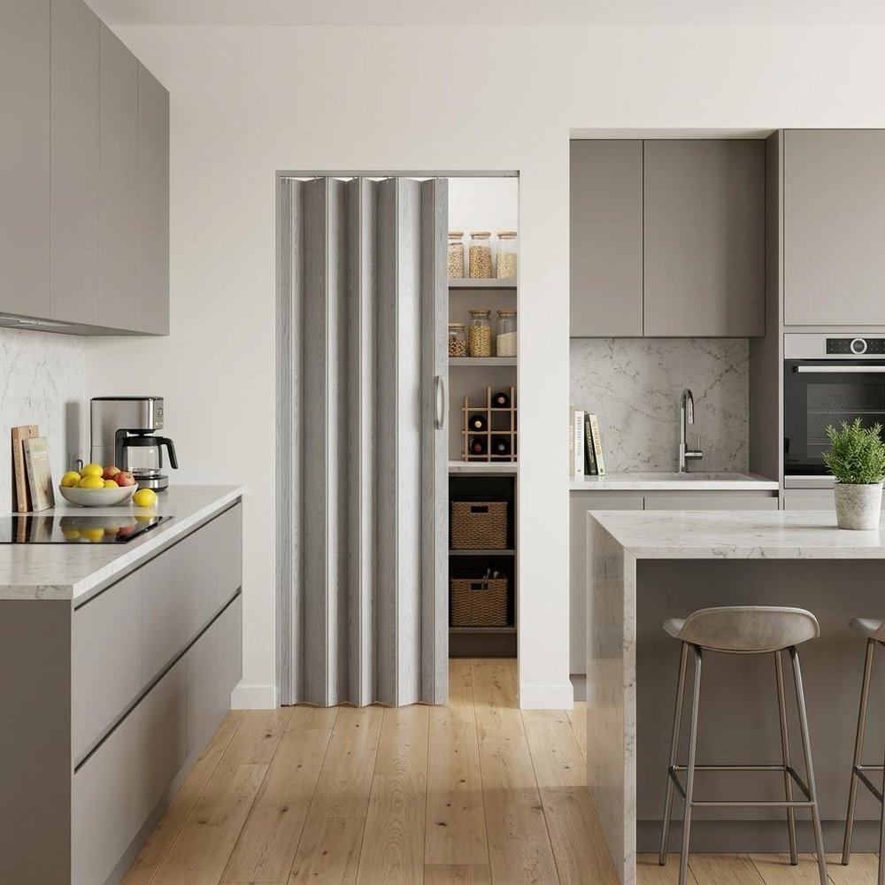 80" X 36" Gray PVC Accordion Door