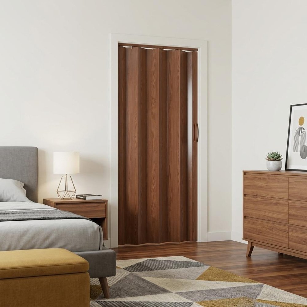 80" X 48" Walnut PVC Accordion Door