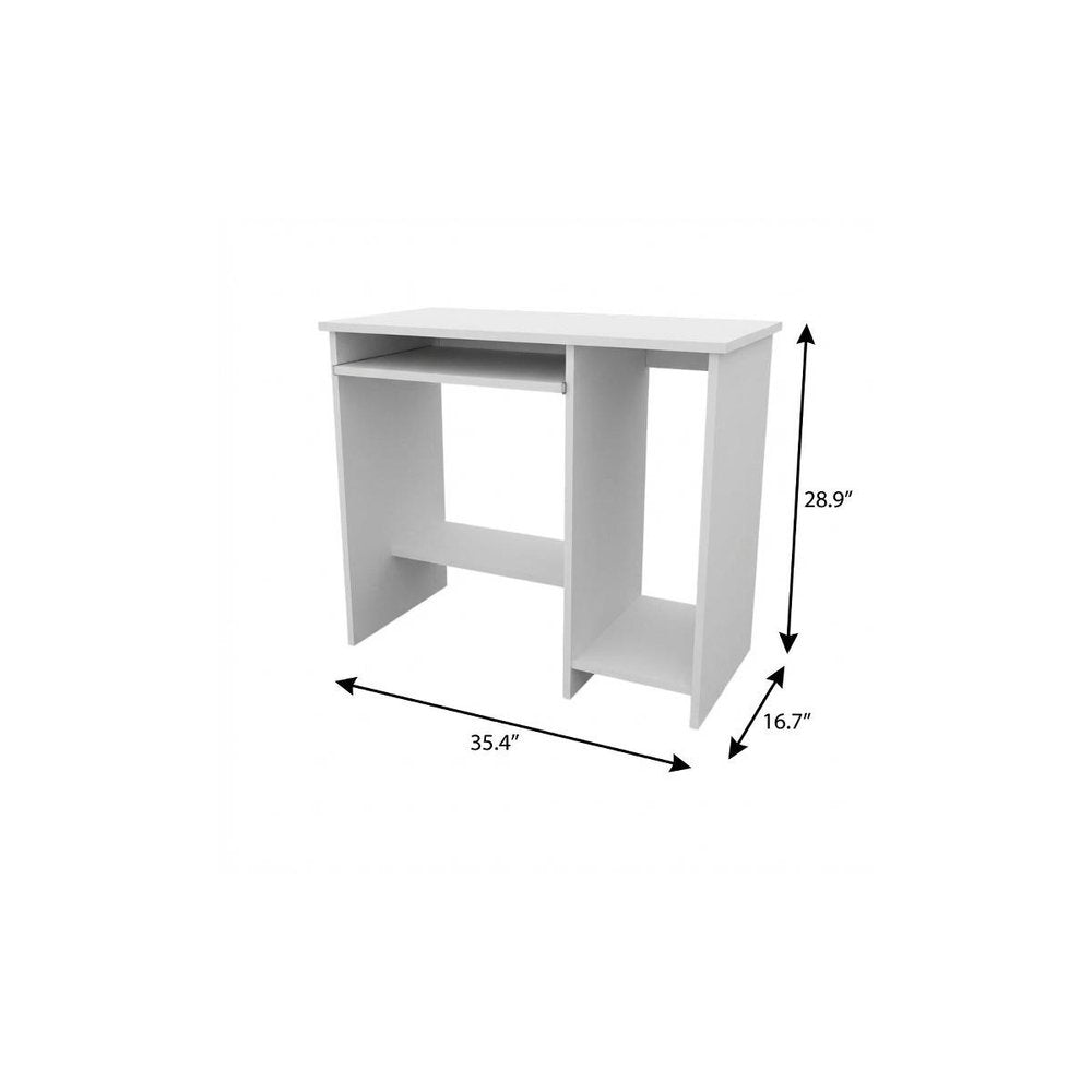 35" White Wood Computer Desk