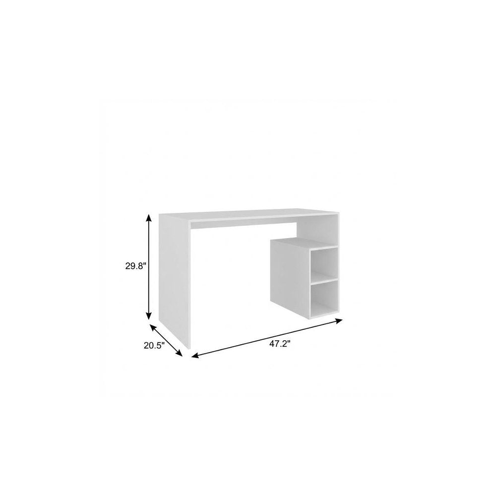 47" White Wood Pedestal Computer Desk