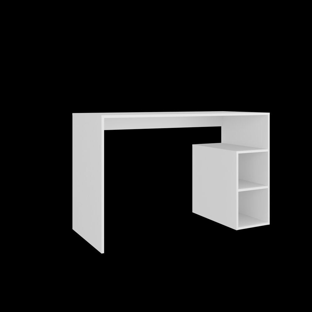 47" White Wood Pedestal Computer Desk