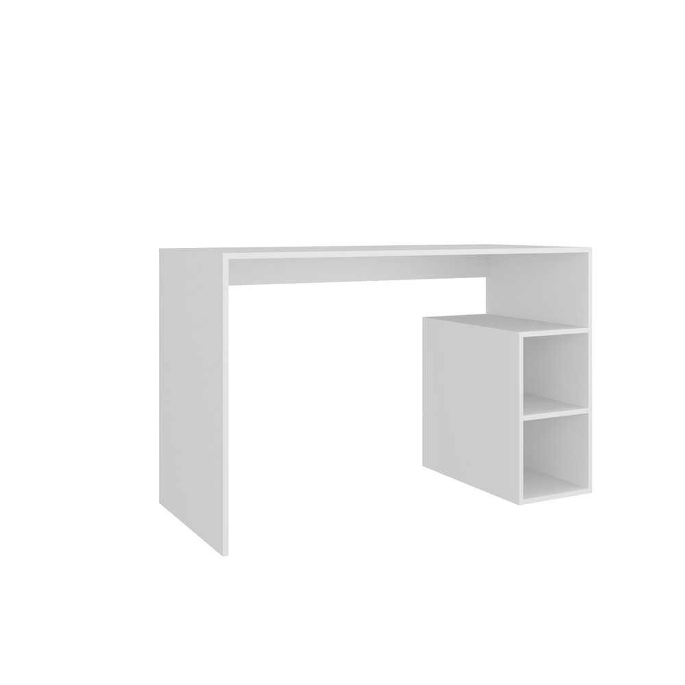 47" White Wood Pedestal Computer Desk