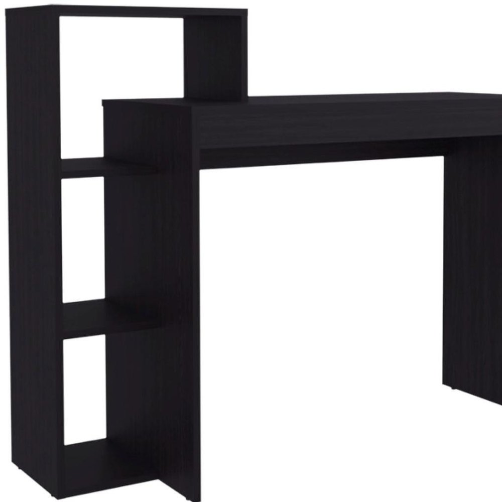 43" Black Wood Pedestal Computer Desk