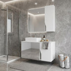 7" White Wood Floating Double Door Bathroom Vanity And Medicine Cabinet With Mirror