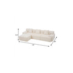 118" Beige Chenille Modular Sofa With Ottoman And Toss Pillows