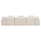 118" Beige Chenille Modular Sofa With Ottoman And Toss Pillows