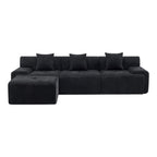 118" Beige Chenille Modular Sofa With Ottoman And Toss Pillows