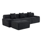118" Beige Chenille Modular Sofa With Ottoman And Toss Pillows