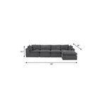 138" Dark Gray Corduroy Modular Sofa With Ottoman And Toss Pillows