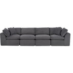 138" Dark Gray Corduroy Modular Sofa With Toss Pillows