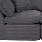 138" Dark Gray Corduroy Modular Sofa With Toss Pillows