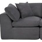 138" Dark Gray Corduroy Modular Sofa With Toss Pillows