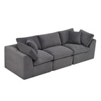 108" Dark Gray Corduroy Modular Sofa With Toss Pillows