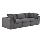 108" Dark Gray Corduroy Modular Sofa With Toss Pillows