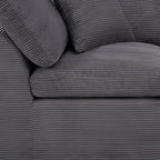 108" Dark Gray Corduroy Modular Sofa With Toss Pillows