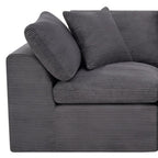 108" Dark Gray Corduroy Modular Sofa With Toss Pillows