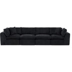 138" Dark Gray Corduroy Modular Sofa With Toss Pillows