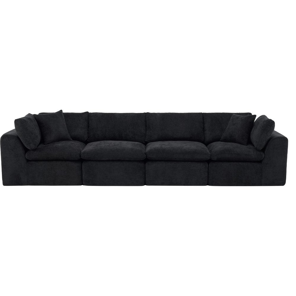 138" Dark Gray Corduroy Modular Sofa With Toss Pillows