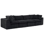 138" Dark Gray Corduroy Modular Sofa With Toss Pillows
