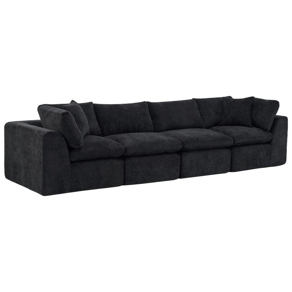 138" Dark Gray Corduroy Modular Sofa With Toss Pillows