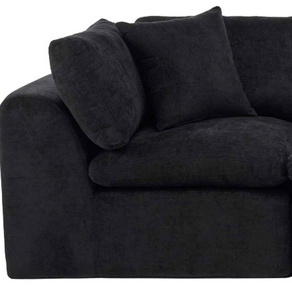 138" Dark Gray Corduroy Modular Sofa With Toss Pillows