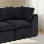 138" Dark Gray Corduroy Modular Sofa With Toss Pillows