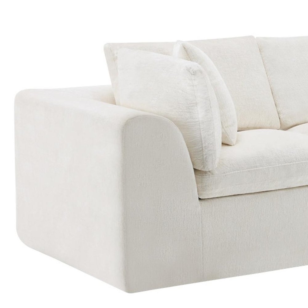 138" Dark Gray Corduroy Modular Sofa With Toss Pillows