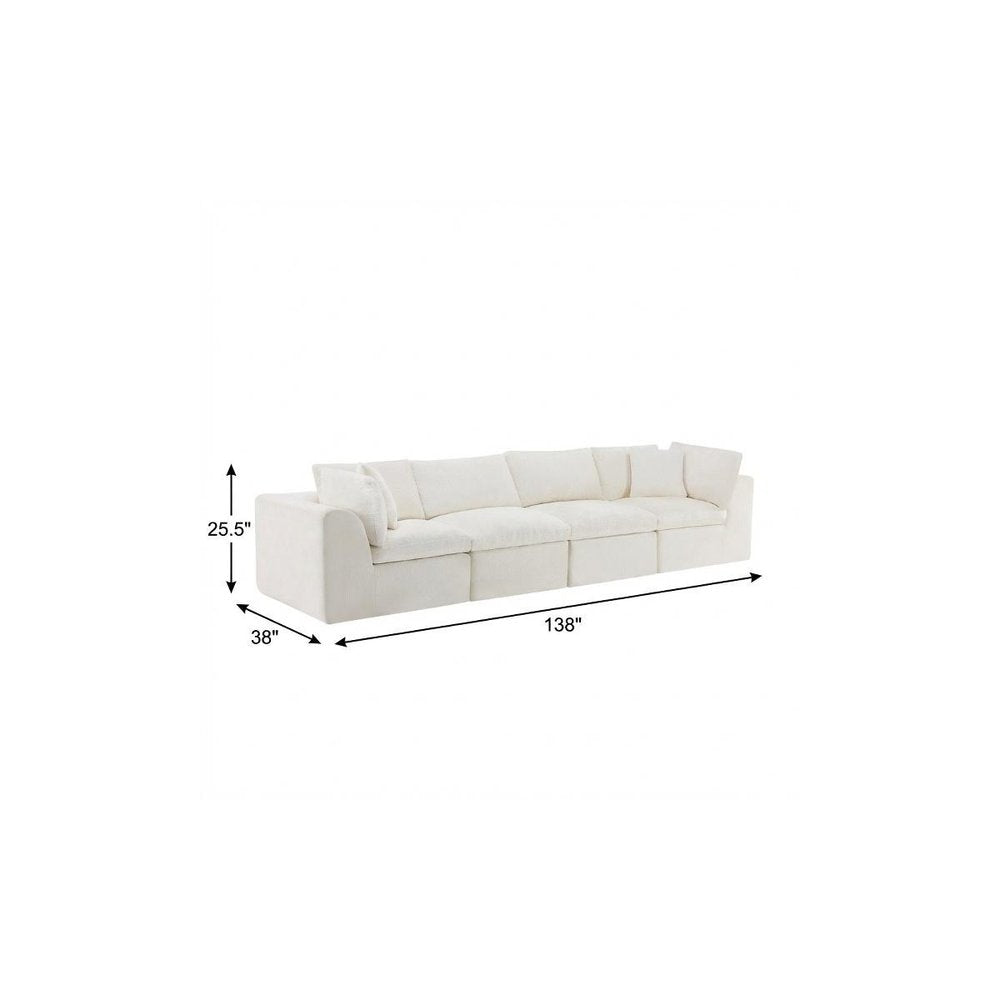 138" Dark Gray Corduroy Modular Sofa With Toss Pillows