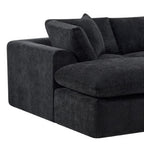138" Black Chenille Modular Sofa Chaise With Ottoman And Toss Pillows