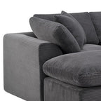 138" Dark Gray Corduroy Modular Sectional With Ottoman And Toss Pillows